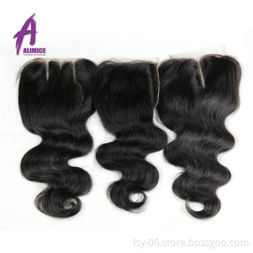 ALIMICE 9A Grade Indian Double wefted Virgin Human hair extension, Unprocessed Raw human hair bundles with lace closure